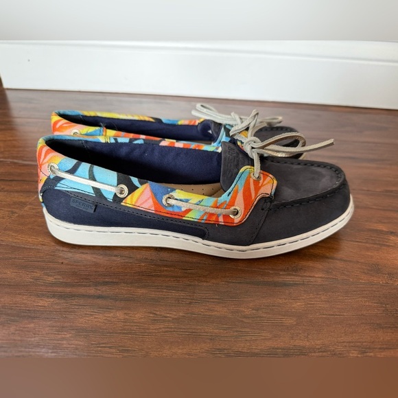 Sperry Women's Starfish Textile and Leather Navy and Coral Flats-Size 6.5 - Picture 7 of 11